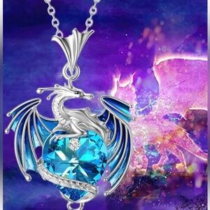Vibrant Blue Dragon Necklace – Brand New